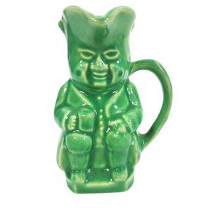 Creamer Pitcher Colonial Man Green With Handle 4" Tall